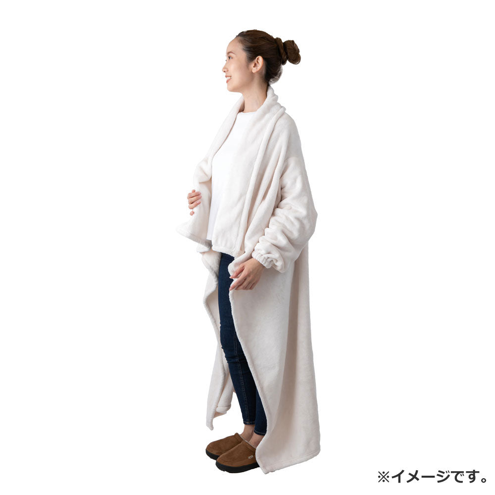 スマホが触れる袖付き着る毛布 2WAY ミルキーベージュ Mサイズ 1枚入