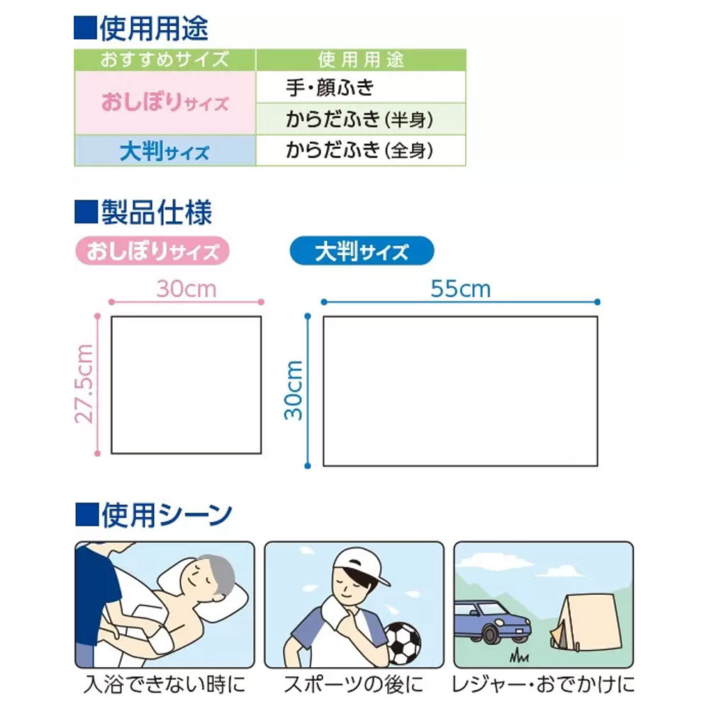プラスハート からだふきぬれタオル おしぼりサイズ 1枚入×30個 × 12点