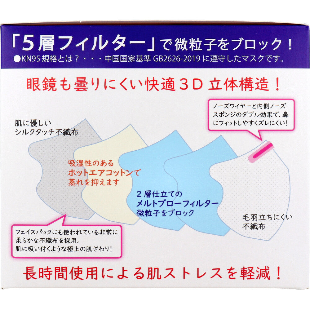  業務用 KN95 立体構造高機能マスク 5層フィルター 個別包装 レギュラーサイズ 20枚入