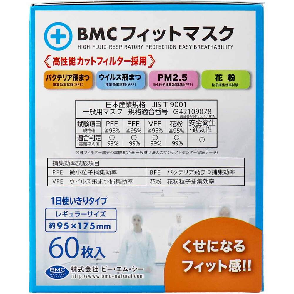 BMC フィットマスク 1日使い切りタイプ レギュラーサイズ 60枚入 × 40点