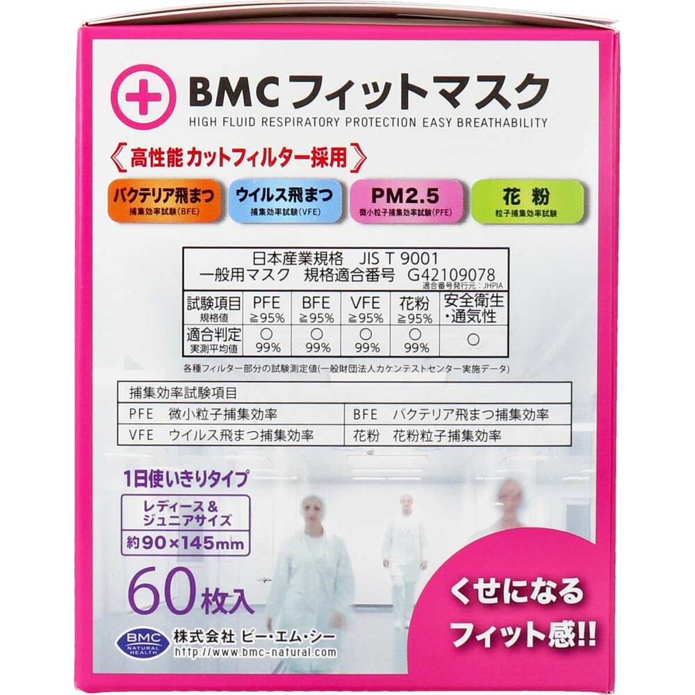 BMC フィットマスク 1日使い切りタイプ レディース&ジュニアサイズ 60枚入 × 40点