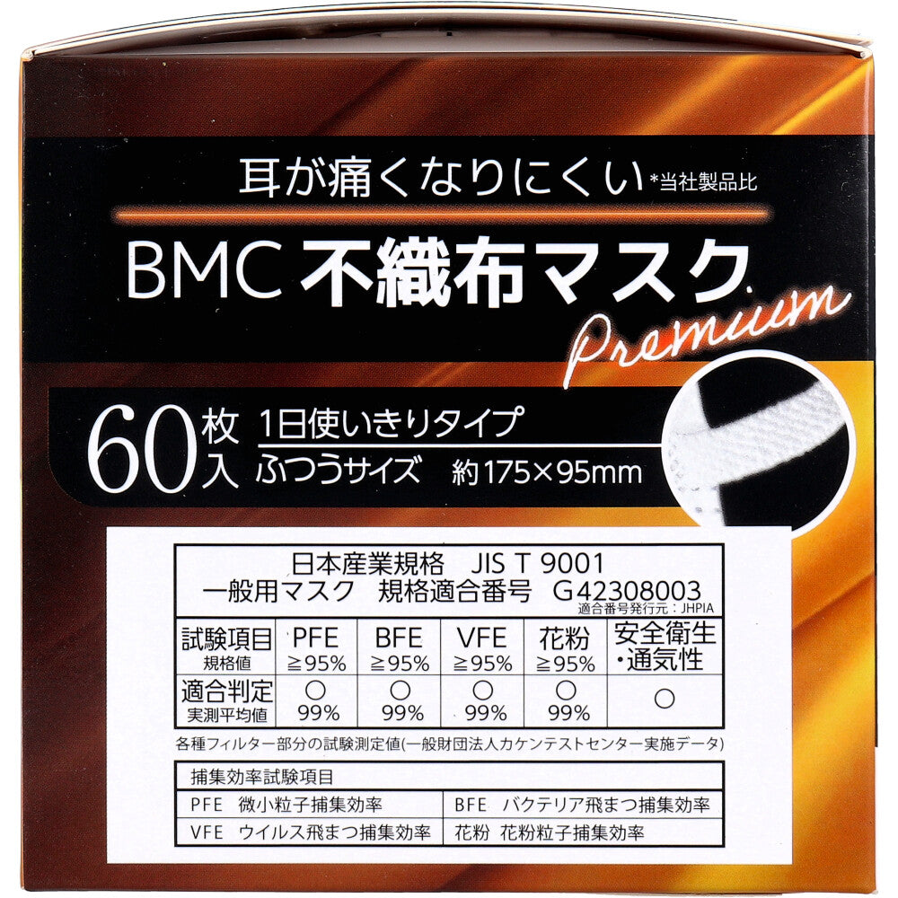 BMC 不織布マスク プレミアム 1日使いきりタイプ ふつうサイズ 60枚入