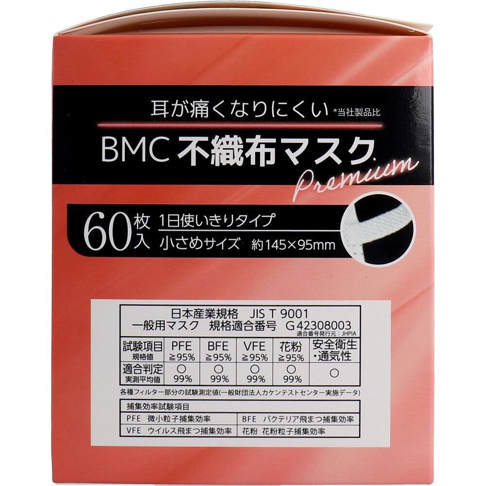 BMC 不織布マスク プレミアム 1日使いきりタイプ 小さめサイズ 60枚入