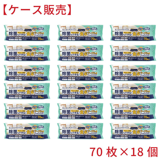 除菌もできる! 食卓テーブル用ウェットタオル 70枚入×18個 ケース販売 