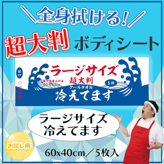 超大判 クールタオル ラージサイズ冷えてます 60×40cm 5枚入