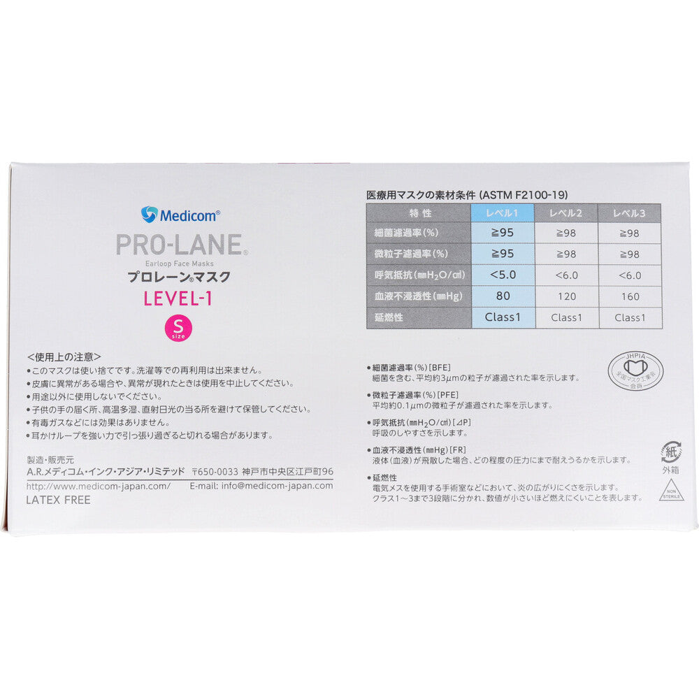メディコム プロレーンマスク Sサイズ ピンク 50枚入