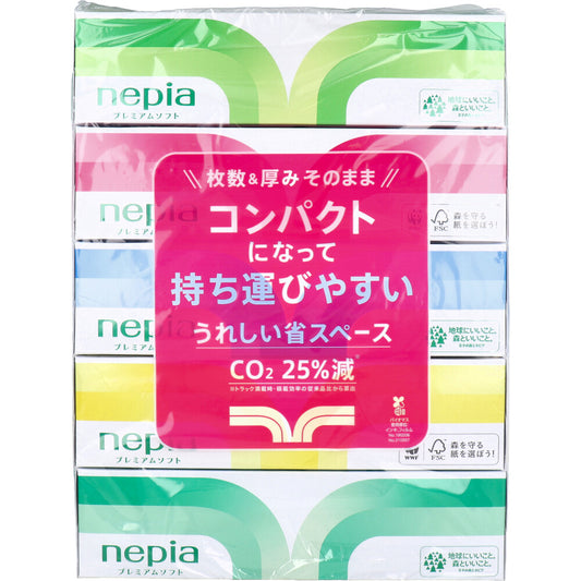 ネピア プレミアムソフト ティシュ 360枚(180組)×5個パック