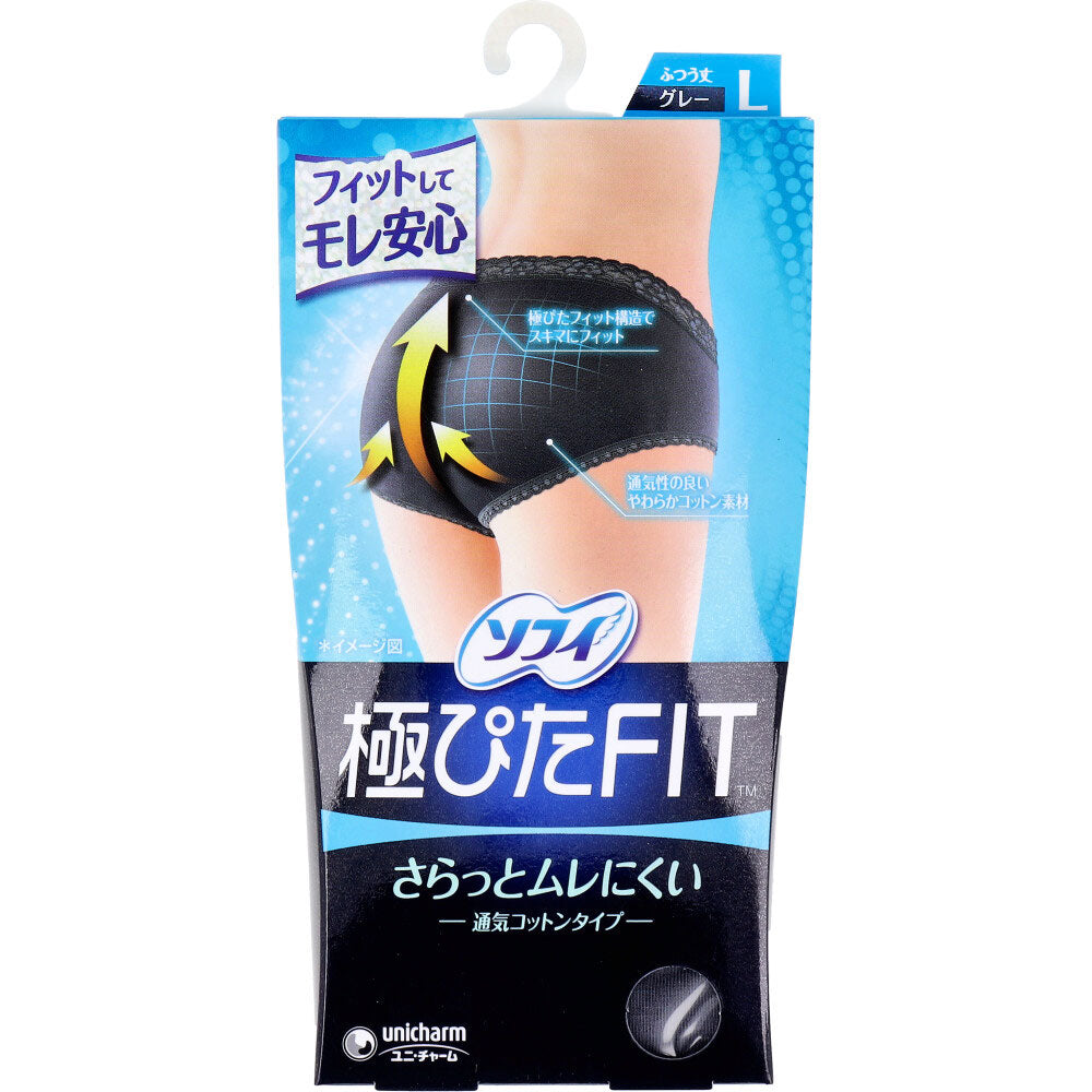 ソフィ 極ぴたFIT 通気コットンタイプ Lサイズ グレー 1枚入