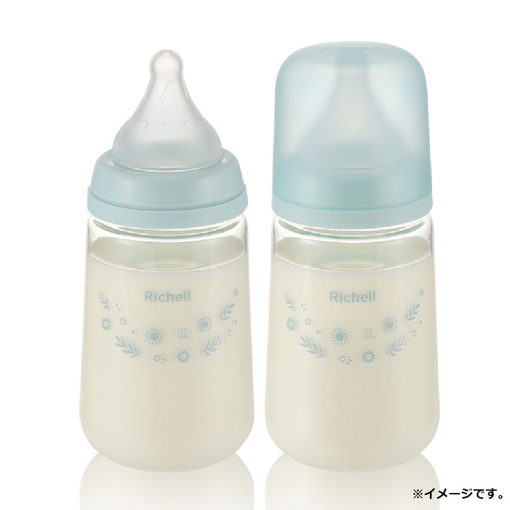 リッチェル はなえみ ガラス哺乳びん 3カ月頃から Mサイズ 240mL