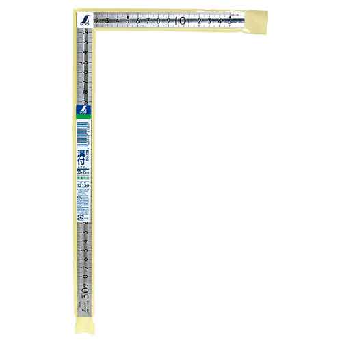 曲尺小型 溝付 表裏同目 シンワ 測定具 曲尺 30X15cm 12130