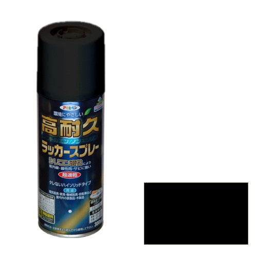 高耐久ラッカースプレー アサヒペン 塗料・オイル スプレー塗料 300ML クロ