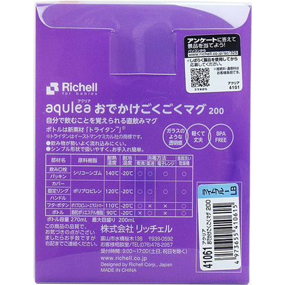 リッチェル アクリア おでかけごくごくマグ200 直飲みタイプ ライトブルー