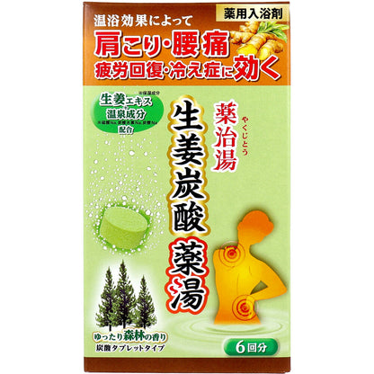 薬用入浴剤 薬治湯 生姜炭酸薬湯 炭酸タブレットタイプ ゆったり森林の香り 50g×6錠入