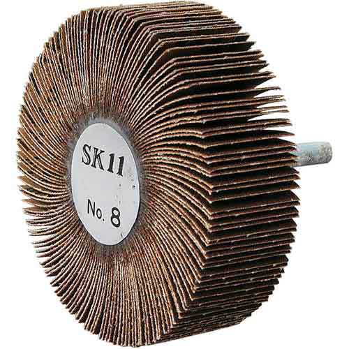 フラップホイル No.8 SK11 ドリルアタッチメント 軸付ペーパースポンジ 80X25X6/粒度100