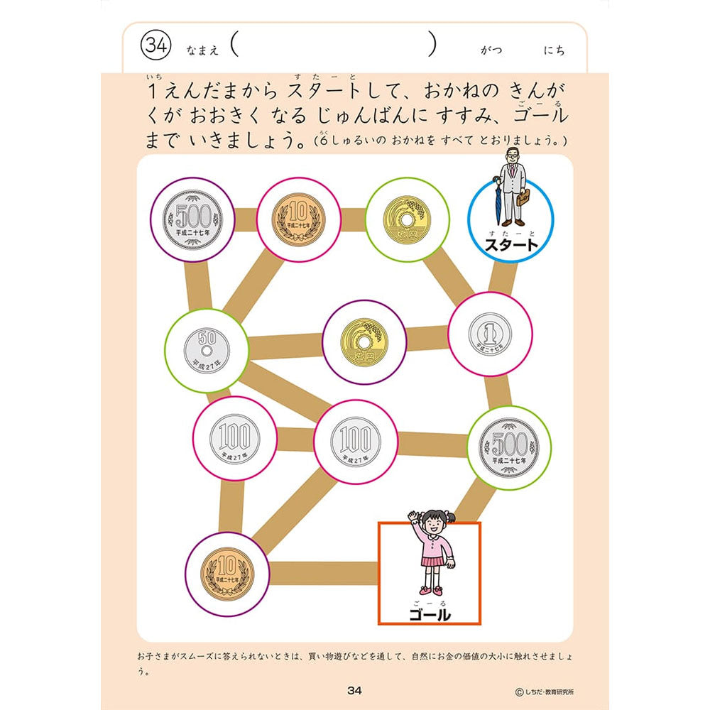 七田式 知力ドリル 3・4さい おかね